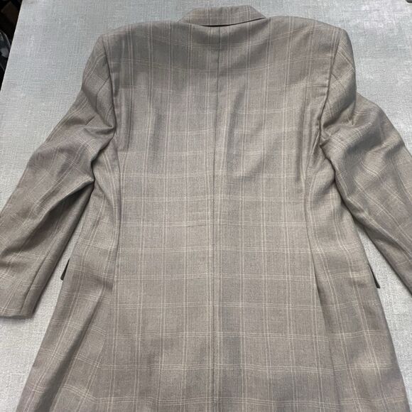 Hickey Freeman Madison Mens Beige Windowpane Cashmere Silk Sport Coat 46R - Picture 11 of 13